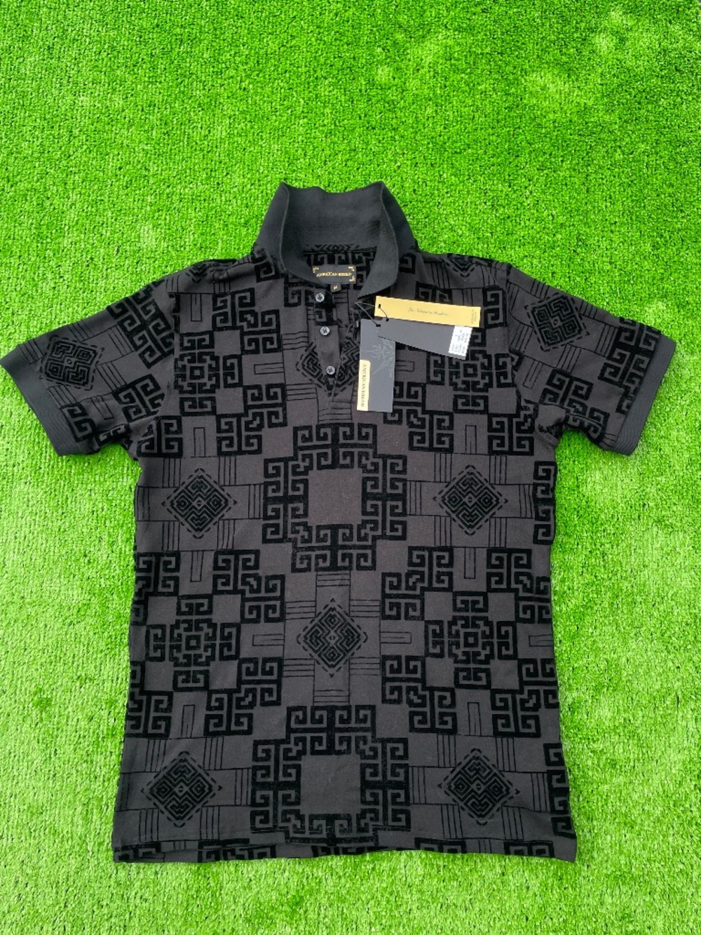 American Breed DARK Olive Jacquard Short-Sleeve Polo
